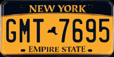 NY license plate GMT7695