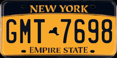 NY license plate GMT7698