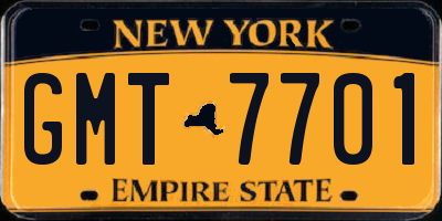 NY license plate GMT7701
