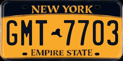NY license plate GMT7703