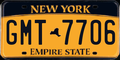 NY license plate GMT7706