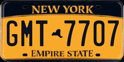 NY license plate GMT7707