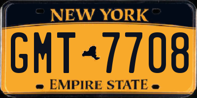 NY license plate GMT7708