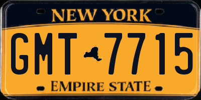 NY license plate GMT7715