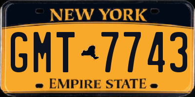 NY license plate GMT7743