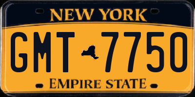 NY license plate GMT7750