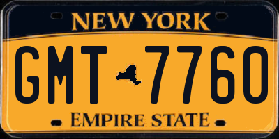 NY license plate GMT7760