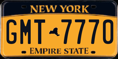 NY license plate GMT7770