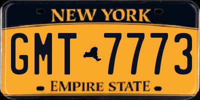 NY license plate GMT7773