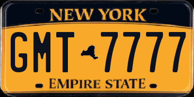 NY license plate GMT7777