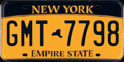 NY license plate GMT7798
