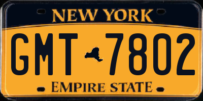 NY license plate GMT7802