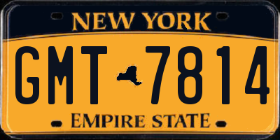 NY license plate GMT7814