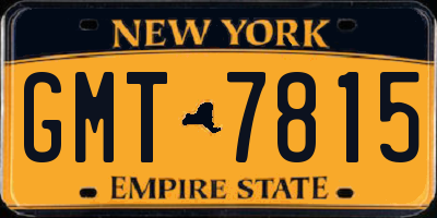 NY license plate GMT7815