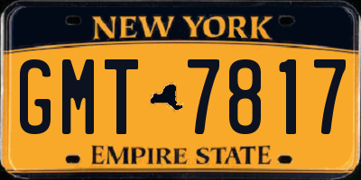 NY license plate GMT7817