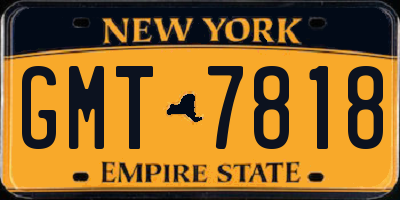 NY license plate GMT7818