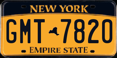 NY license plate GMT7820