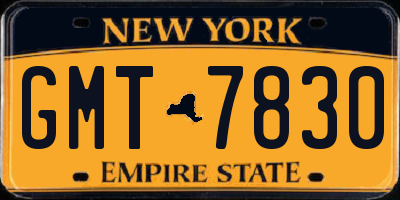 NY license plate GMT7830