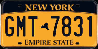 NY license plate GMT7831