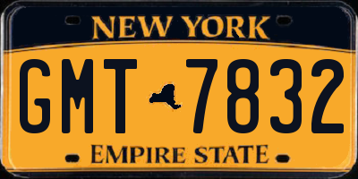 NY license plate GMT7832
