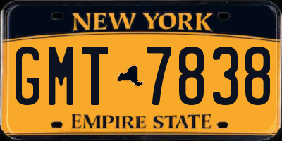 NY license plate GMT7838