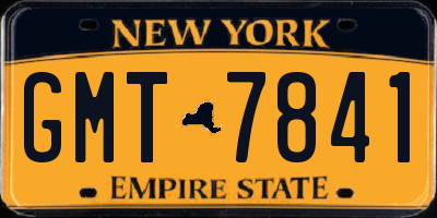 NY license plate GMT7841