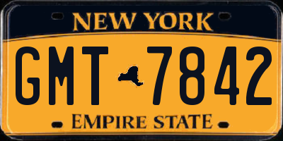 NY license plate GMT7842