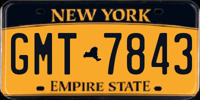 NY license plate GMT7843