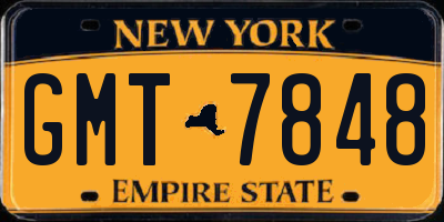 NY license plate GMT7848