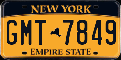 NY license plate GMT7849