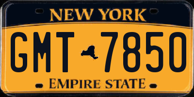 NY license plate GMT7850