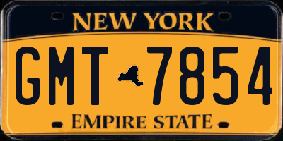 NY license plate GMT7854