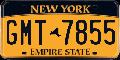 NY license plate GMT7855