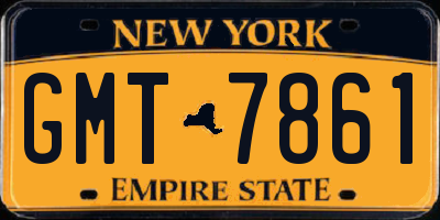 NY license plate GMT7861
