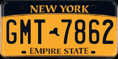 NY license plate GMT7862