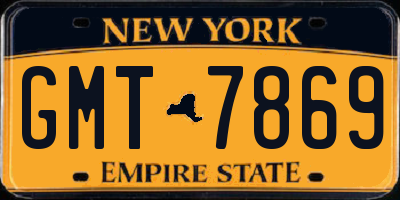 NY license plate GMT7869