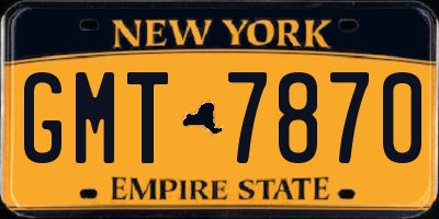 NY license plate GMT7870