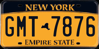 NY license plate GMT7876