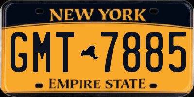 NY license plate GMT7885