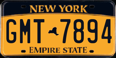 NY license plate GMT7894