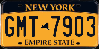 NY license plate GMT7903