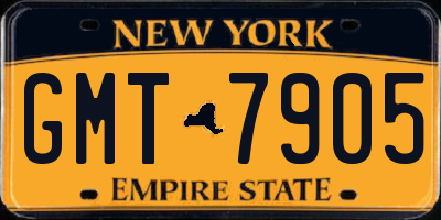 NY license plate GMT7905