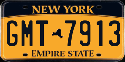 NY license plate GMT7913