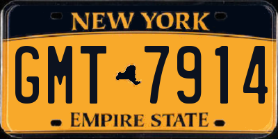 NY license plate GMT7914