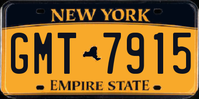 NY license plate GMT7915