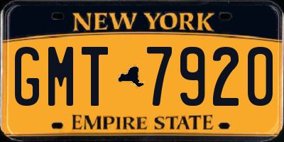 NY license plate GMT7920