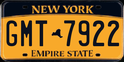 NY license plate GMT7922