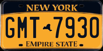 NY license plate GMT7930