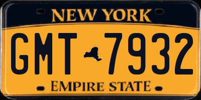 NY license plate GMT7932