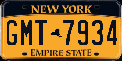NY license plate GMT7934